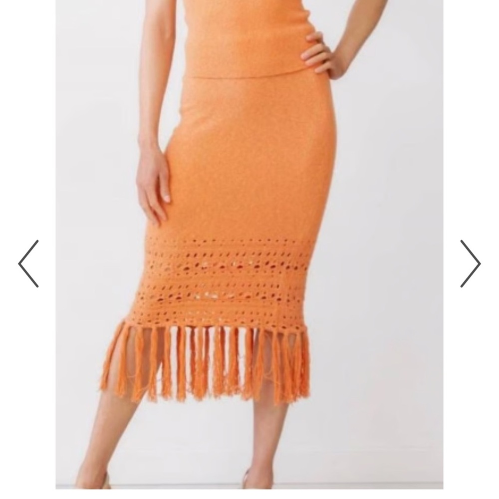 Rails Crochet Knit Matching Top & Skirt Set in Persimmon (Sunset Orange)